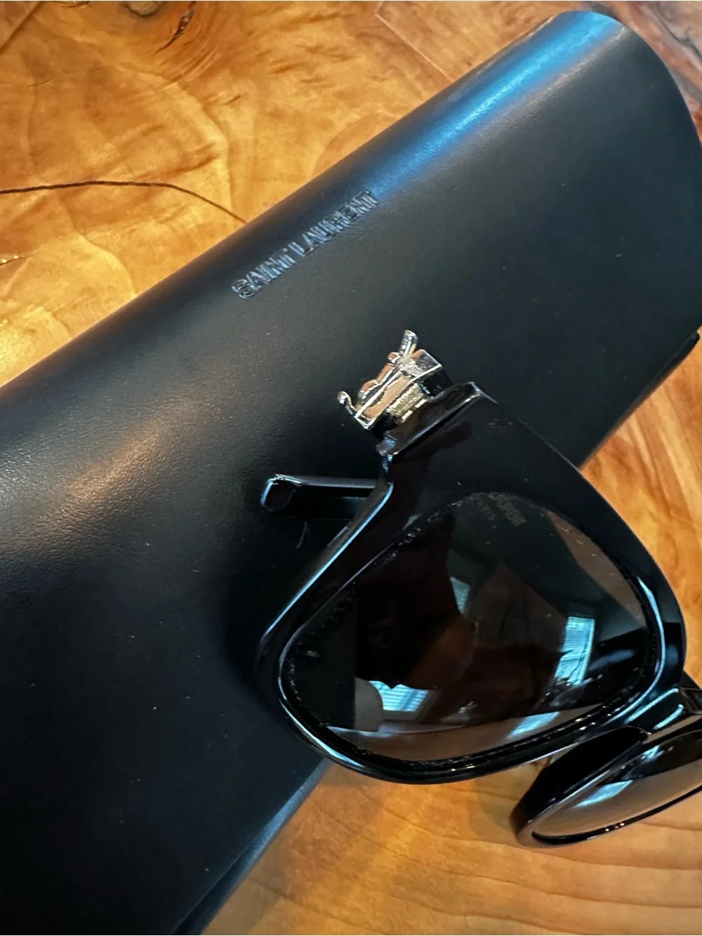 Saint Laurent Oversized Black Sunglasses with Dark Lenses